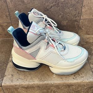 MICHAEL Michael Kors Olympia leather and canvas trainers size 7.5